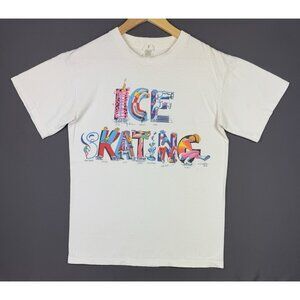 Vintage 1994 Ice Skating Moves Drawings Art Promo Rare Color White Shirt Medium